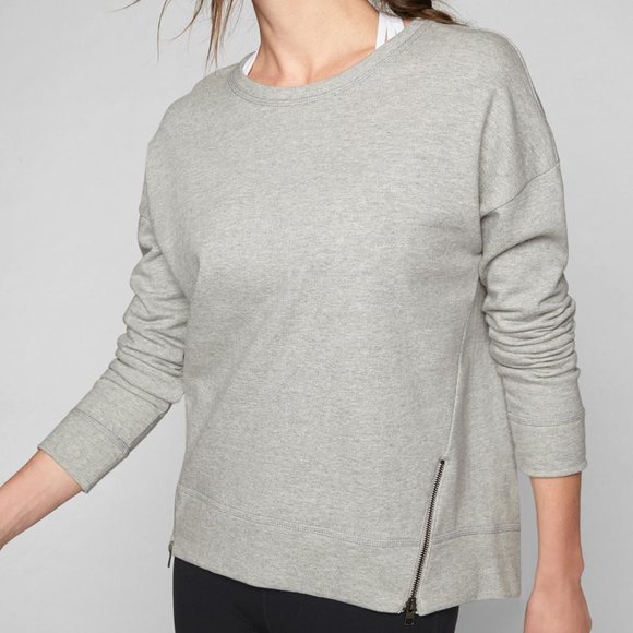 Athleta Gray Pullover Side Zip Crewneck - Picture 1 of 10